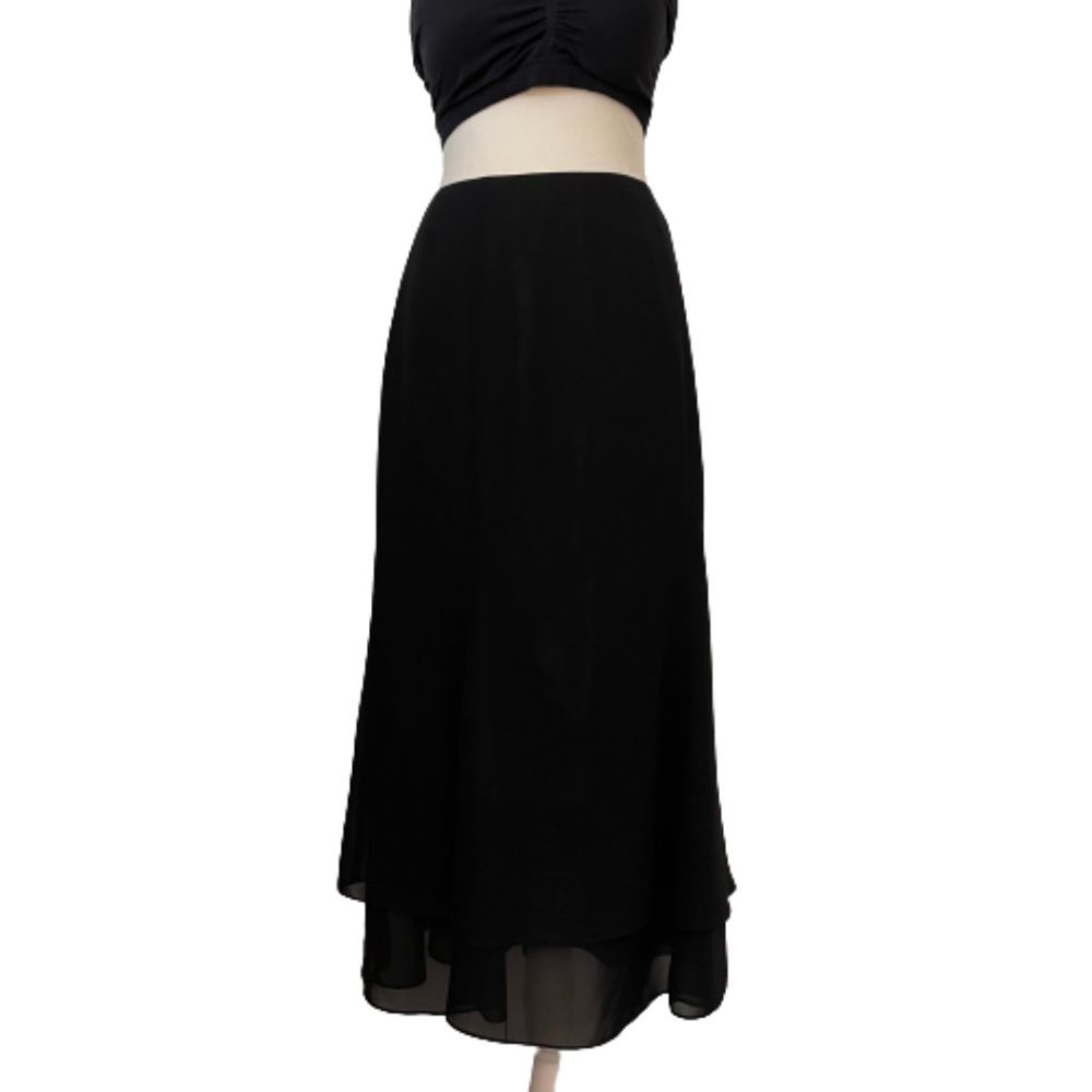 Adrianna Papéll Evening Essentials black chiffon flowy layered skirt size 10P